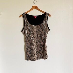 BONGO Snake Print Sequin Tank Top S – Y2K Mesh‎ Sheer Clubwear